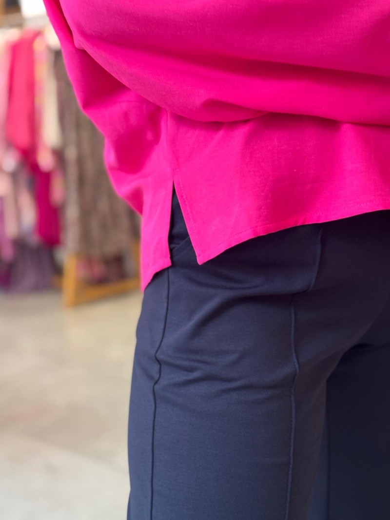 Miniatura produktu Fuksjowa Wiskozowa Koszula z lnem i kieszeniami Alessandro Len&Magenta