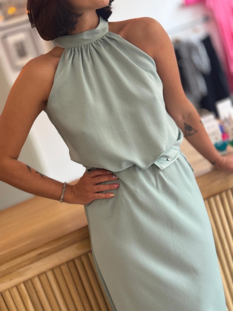 Miniatura produktu Wiskozowa Bluzka ze stójką z wiązaniem w kolorze pistacjowym Montana Pistachio