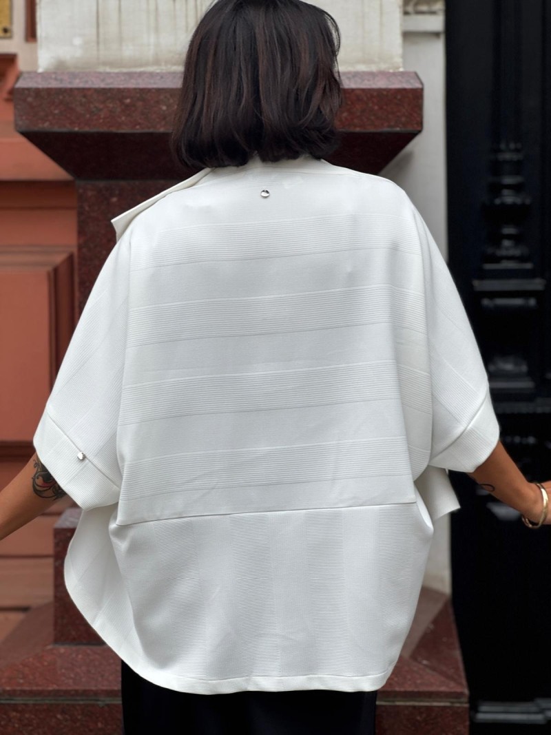 Miniatura produktu Białe Wdzianko oversize z geometrycznym tłoczeniem Novi White