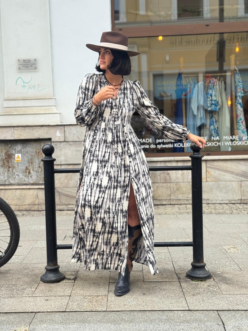 Miniatura produktu Sukienka Wiskozowa Maxi w czarno-biały wzór Rivia Moss