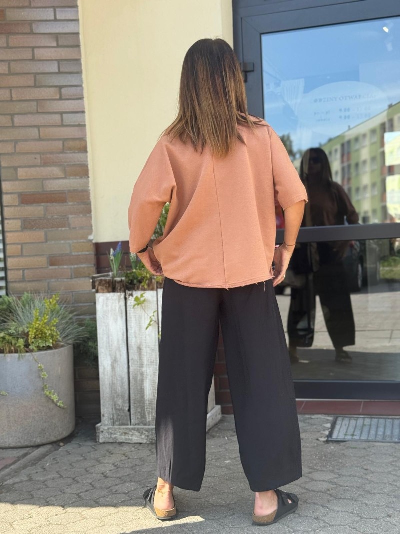 Miniatura produktu Bawełniana brązowa Bluza asymetryczna z rękawem 3/4 Pure Mokka Mousse