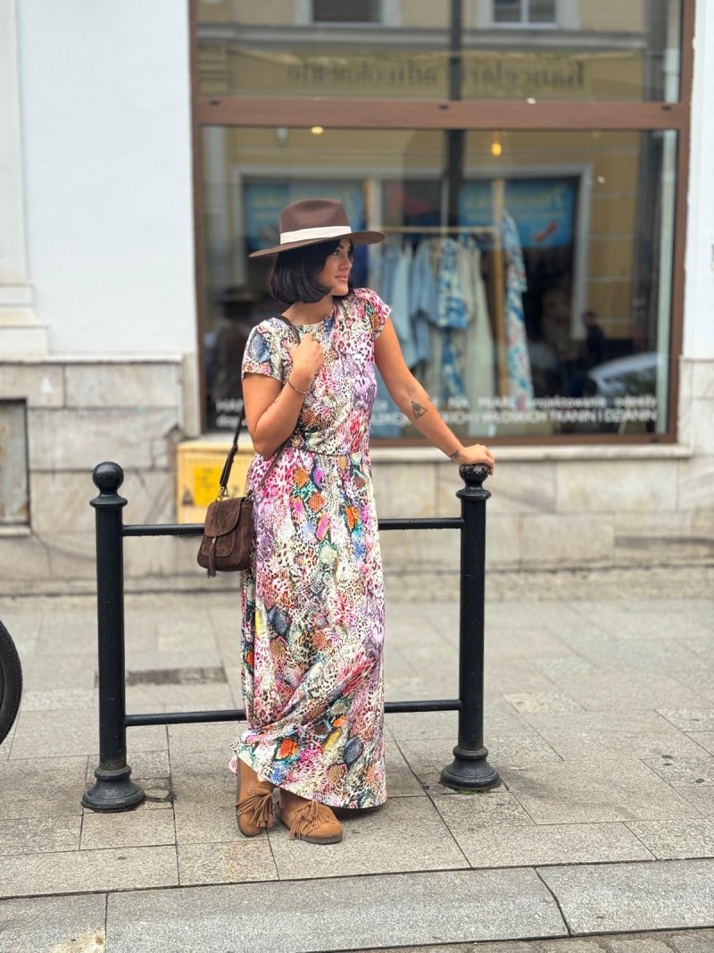 Miniatura produktu Wiskozowa Sukienka taliowana z kolorowym wzorem i wycięciem na plecach Zoja Color&Panther