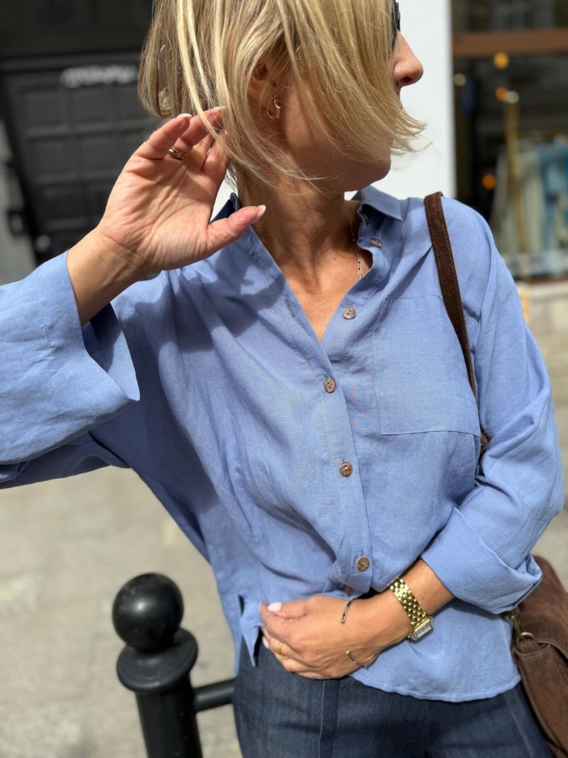 Miniatura produktu Niebieska Koszula z lnu i wiskozy o rękawach 3/4 Perla Len&Blue