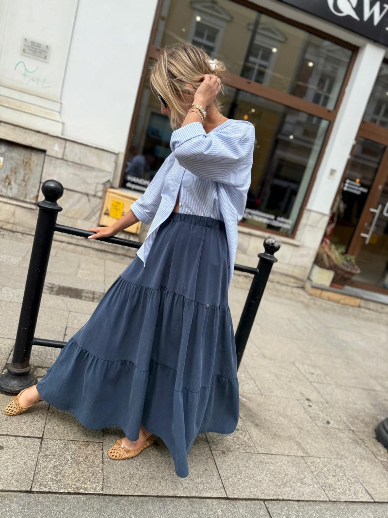 Miniatura produktu Niebieska Spódnica Damska długa z falbanami Aurelia Navy