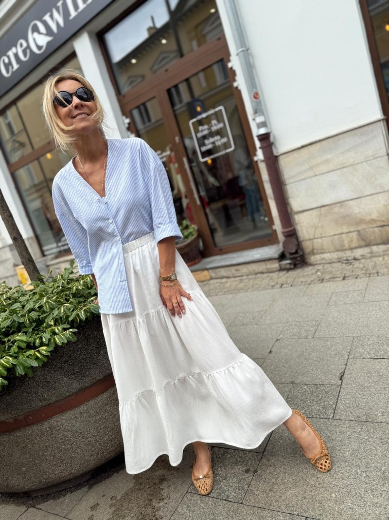 Miniatura produktu Biała Spódnica Damska Maxi z falbanami Aurelia White