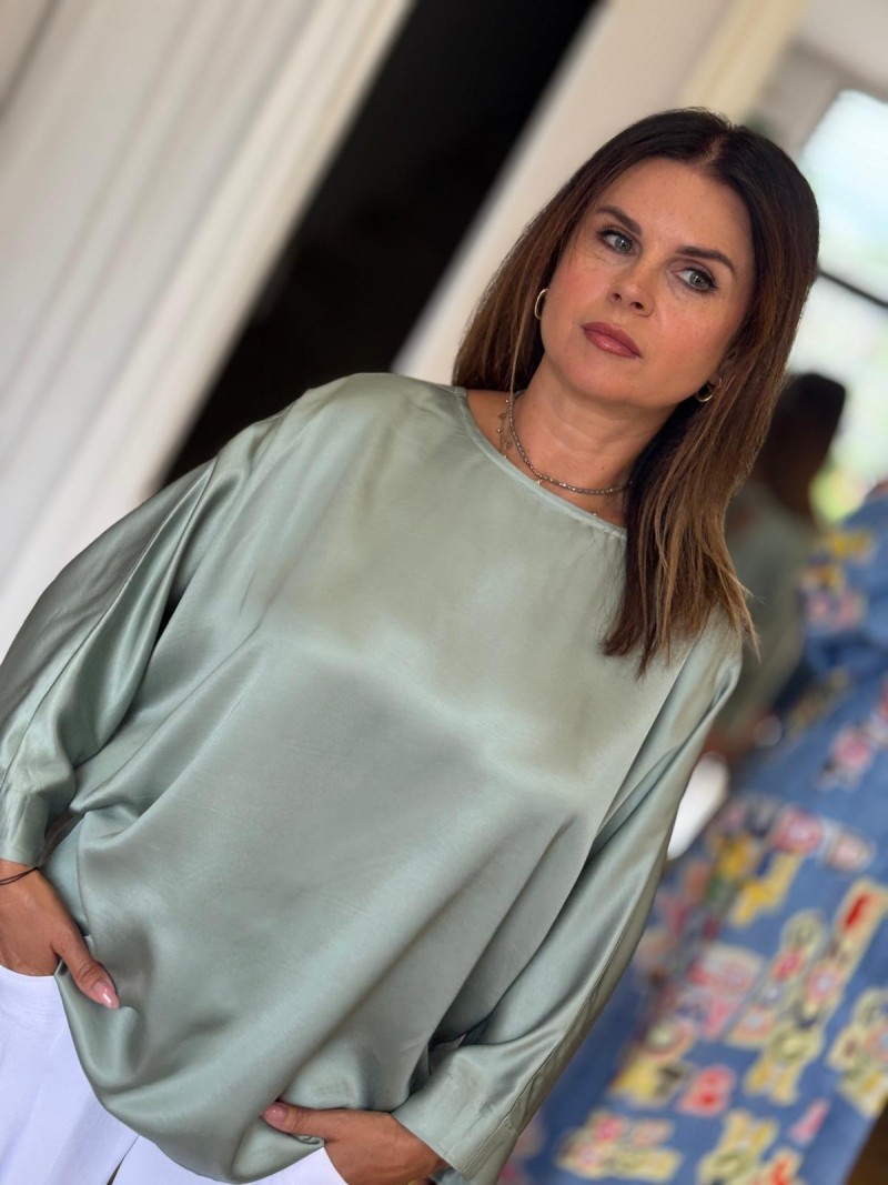 Miniatura produktu Wiskozowa Bluzka o kroju kimono z wiązaniem Xani Mint