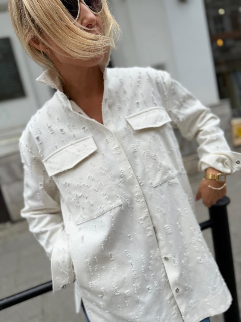 Miniatura produktu Biała Kurtko-bluza Bawełniana z kołnierzykiem i zapięciem na zatrzaski Thelma Jeans&White