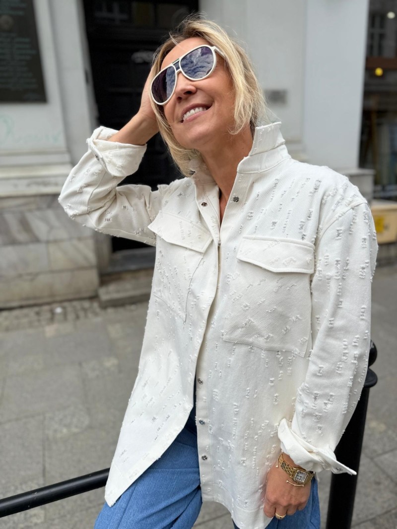 Miniatura produktu Biała Kurtko-bluza Bawełniana z kołnierzykiem i zapięciem na zatrzaski Thelma Jeans&White