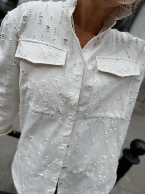 Biała Kurtko-bluza Bawełniana z kołnierzykiem i zapięciem na zatrzaski Thelma Jeans&White