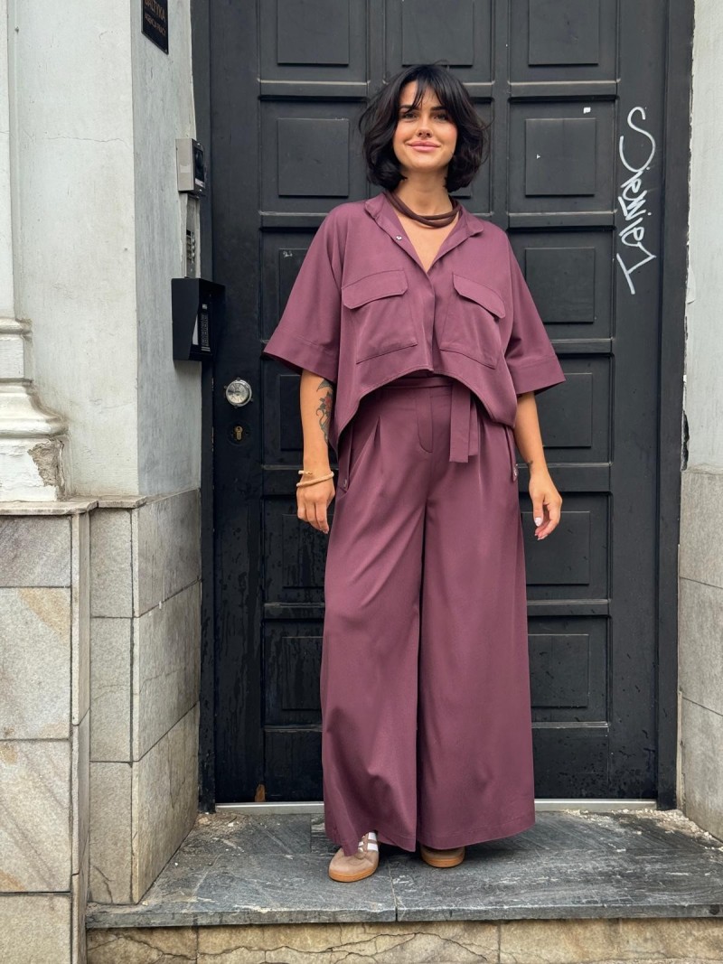 Miniatura produktu Śliwkowe Wdzianko Wiskozowe ze stójką Asymetryczne Harper Ultra Violet