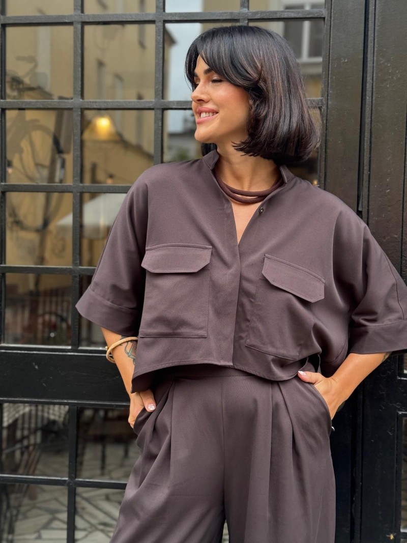 Miniatura produktu Brązowe Wdzianko ze stójką i rękawem 3/4 Harper Brown