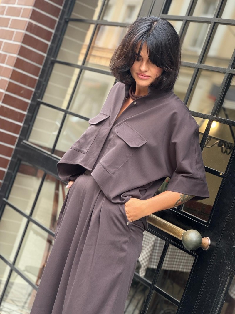 Miniatura produktu Brązowe Wdzianko ze stójką i rękawem 3/4 Harper Brown