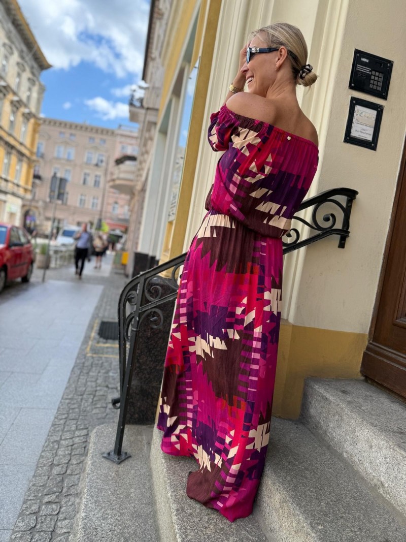 Miniatura produktu Długa kolorowa Sukienka hiszpanka z wiskozy z rozcięciami Intense