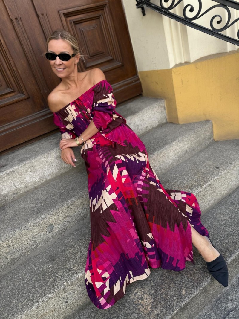 Miniatura produktu Długa kolorowa Sukienka hiszpanka z wiskozy z rozcięciami Intense