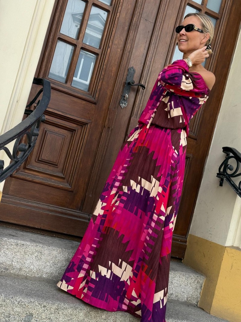 Miniatura produktu Długa kolorowa Sukienka hiszpanka z wiskozy z rozcięciami Intense