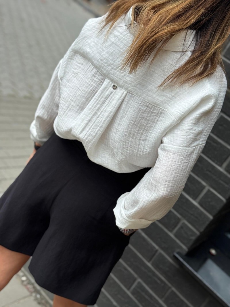 Miniatura produktu Wiskozowe Spodenki krótkie czarne z pasem w talii Paris Len&Black