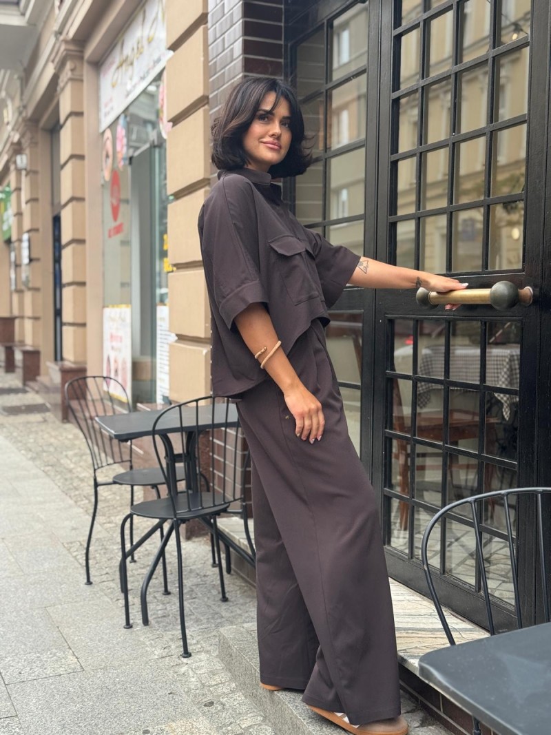 Miniatura produktu Brązowe Spodnie Culoty z kieszeniami i szeroką nogawką Karl Brown