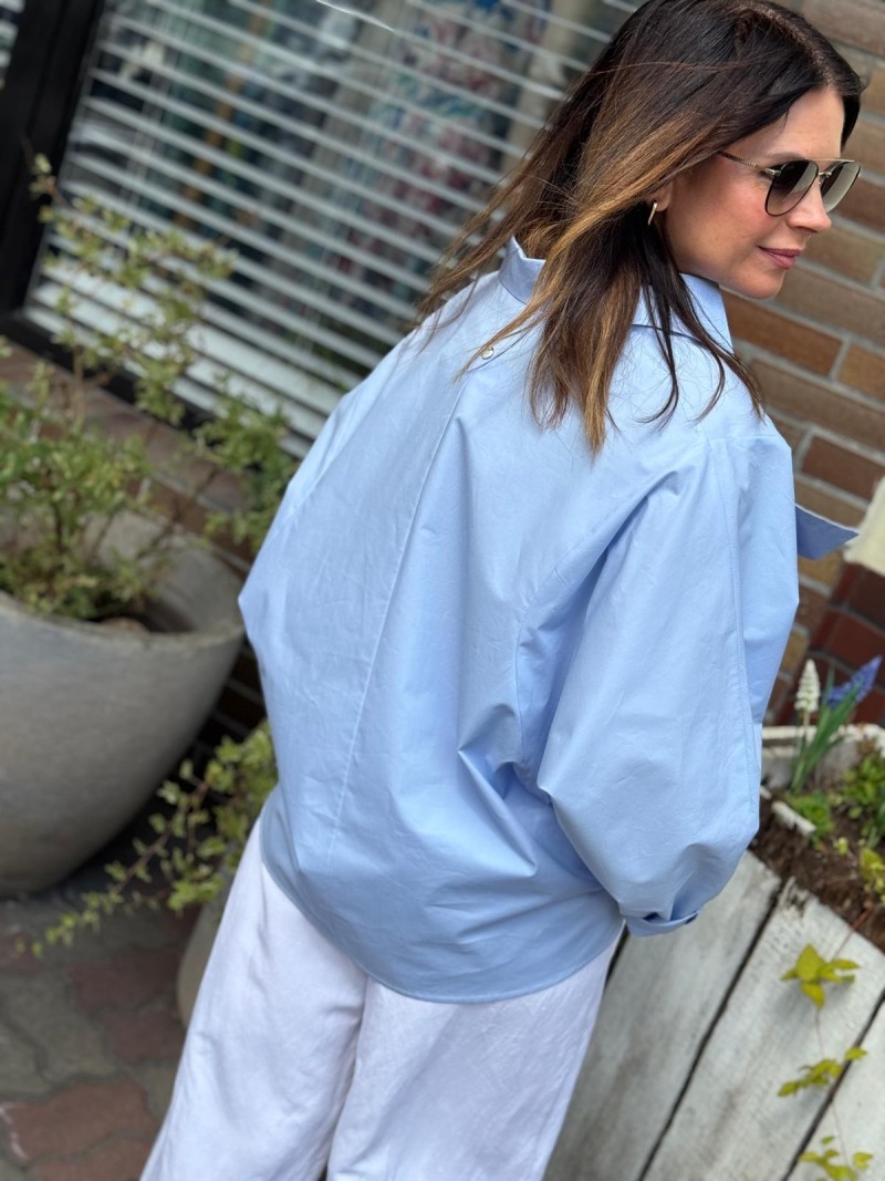 Miniatura produktu Niebieska Bawełniana Koszula z kieszeniami z klapami Alessandro Blue