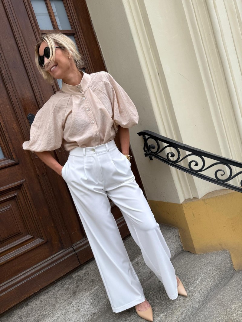 Miniatura produktu Wiskozowa Koszula ze stójką z bufiastymi rękawami w kolorze różowym Ornella Powder Pink