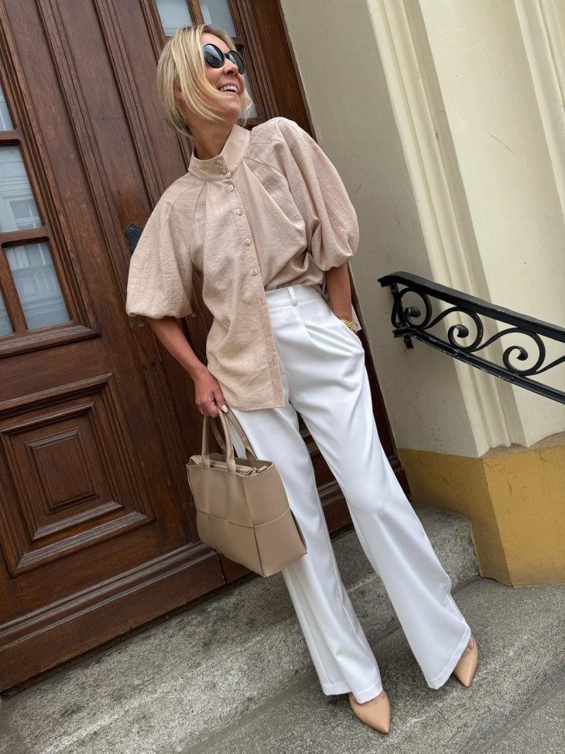 Miniatura produktu Wiskozowa Koszula ze stójką z bufiastymi rękawami w kolorze różowym Ornella Powder Pink