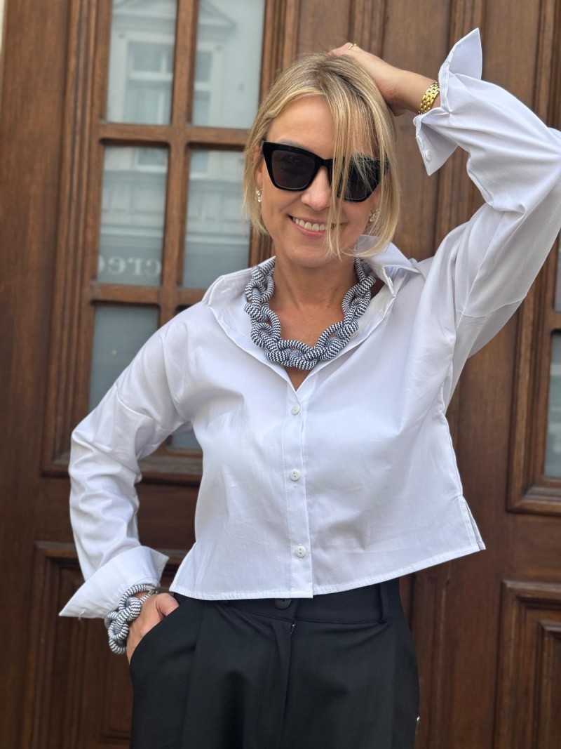 Miniatura produktu Bawełniana Koszula z kołnierzykiem i mankietami w kolorze białym Marcello White