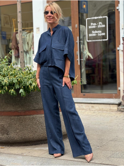 Spodnie Culoty z jeansowego lyocellu i z szeroką nogawką Karol Jeans&Lyocell