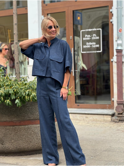 Spodnie Culoty z jeansowego lyocellu i z szeroką nogawką Karol Jeans&Lyocell