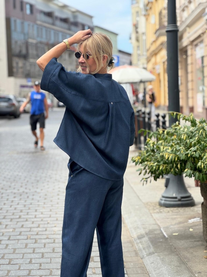 Miniatura produktu Jeansowe Wdzianko ze stójką Asymetryczne w kolorze granatowym Harper Jeans&Lyocell