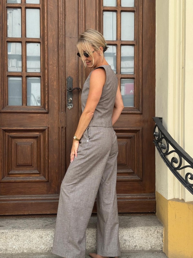 Miniatura produktu Szare Spodnie Wełniane z szerokimi nogawkami Caroline Preston Grey