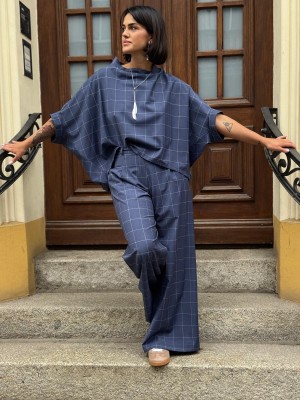 Wełniane Spodnie w kratkę Caroline Windowpane