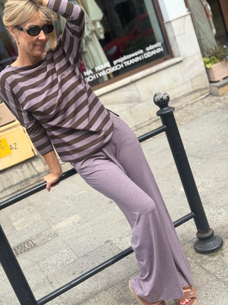 Miniatura produktu Wiskozowy zestaw spodnie i bluzka w kolorze szaro-brązowym Long & Slim BG