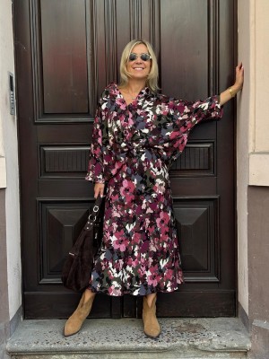 Wiskozowa Koszula oversize z rękawem kimonowym i kolorowym wzorem Ella Salwador