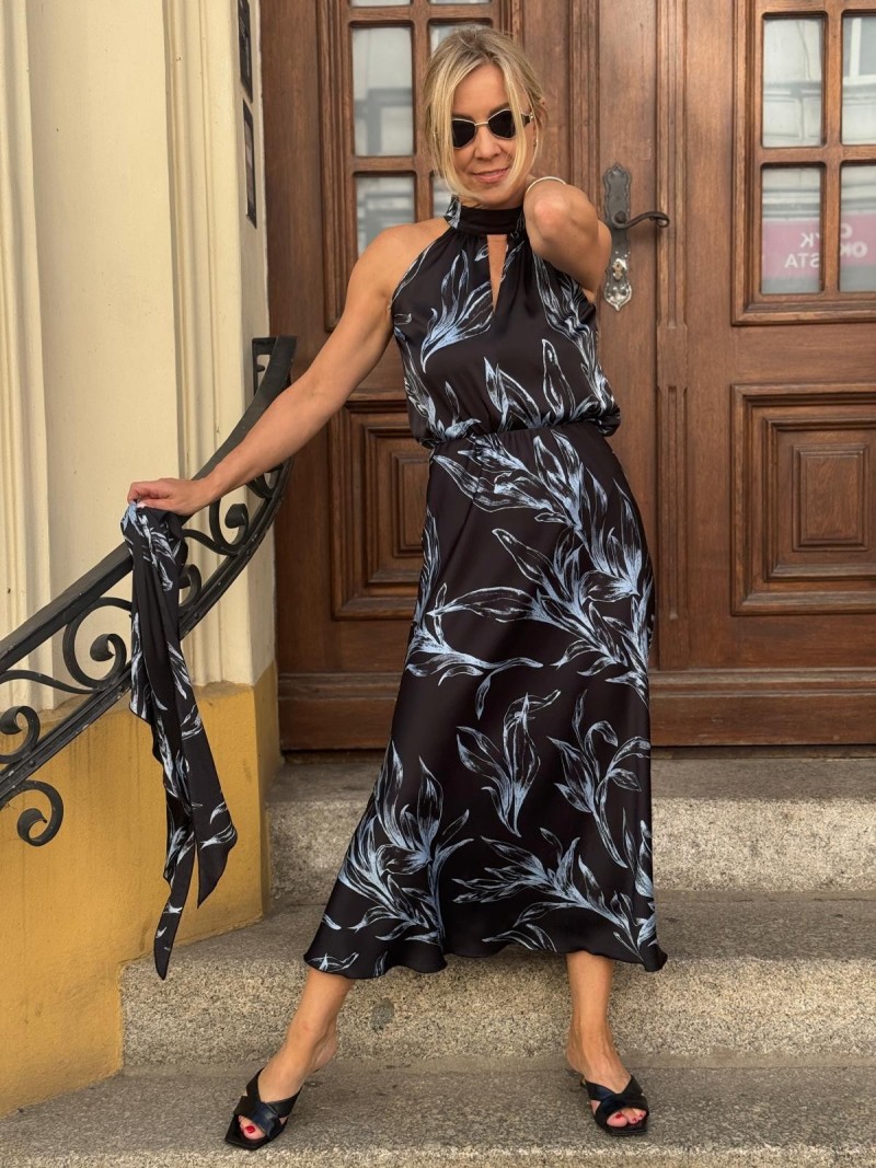 Miniatura produktu Lekko rozkloszowana Spódnica midi ze wzorem liści Soley Botanic