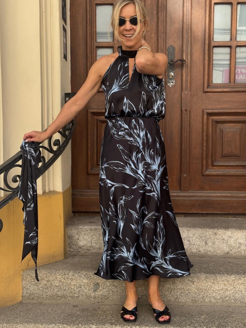 Miniatura produktu Lekko rozkloszowana Spódnica midi ze wzorem liści Soley Botanic