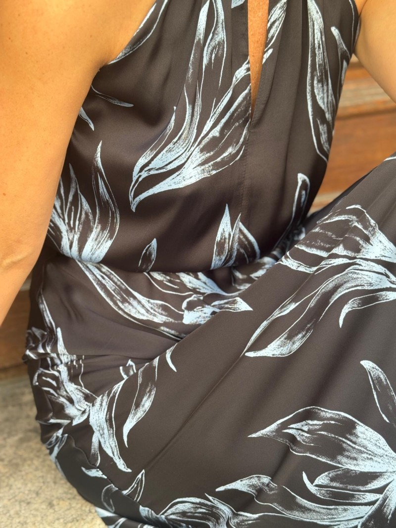 Miniatura produktu Bluzka ze stójką i pęknięciem w szaro-niebieski wzór Cami Botanic