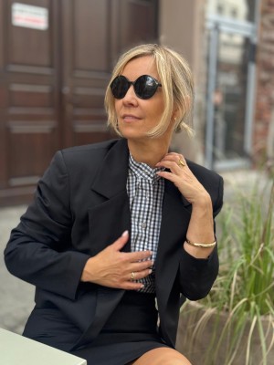 Czarny krótki Żakiet Wełniany Ricco Wool&Black