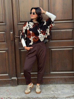 Wzorzysta Wiskozowa Bluza oversize w artystyczny deseń Butterfly Idaho