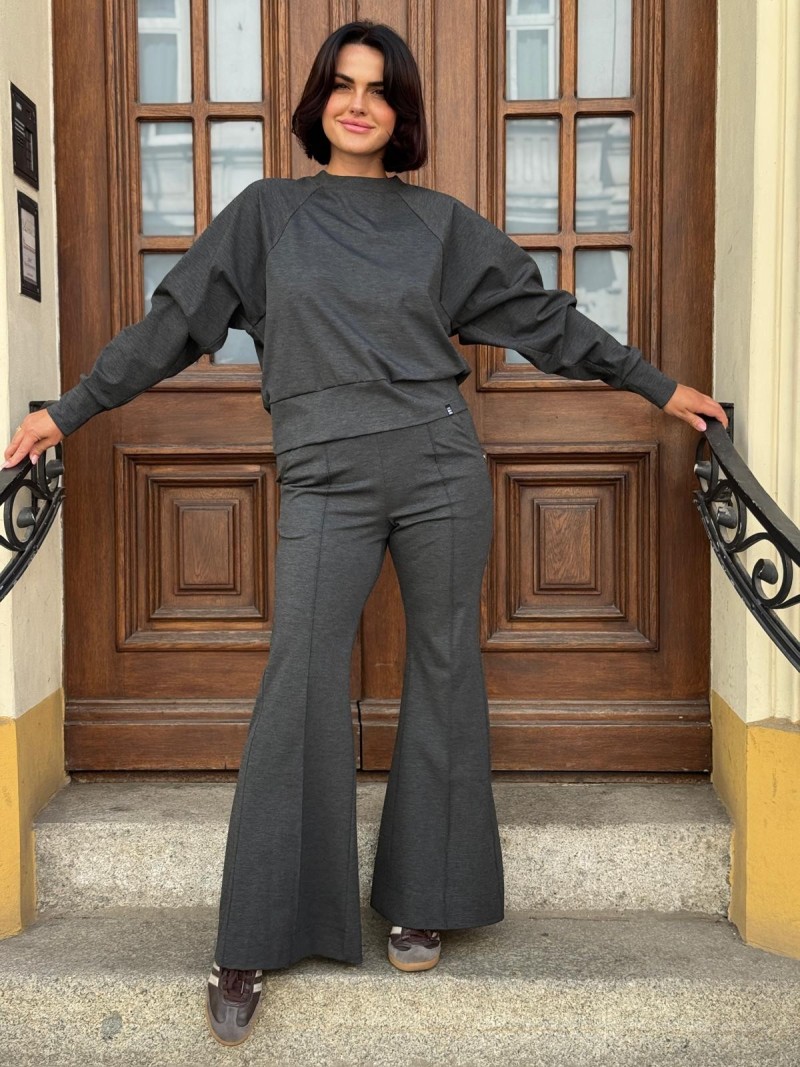 Miniatura produktu Szare Spodnie typu flare z kieszeniami i szeroką nogawką Flare Grey