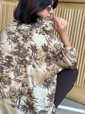 Wzorzysta Wiskozowa Koszula w odcieniu beżowym i wzorem pejzaży Ella Design