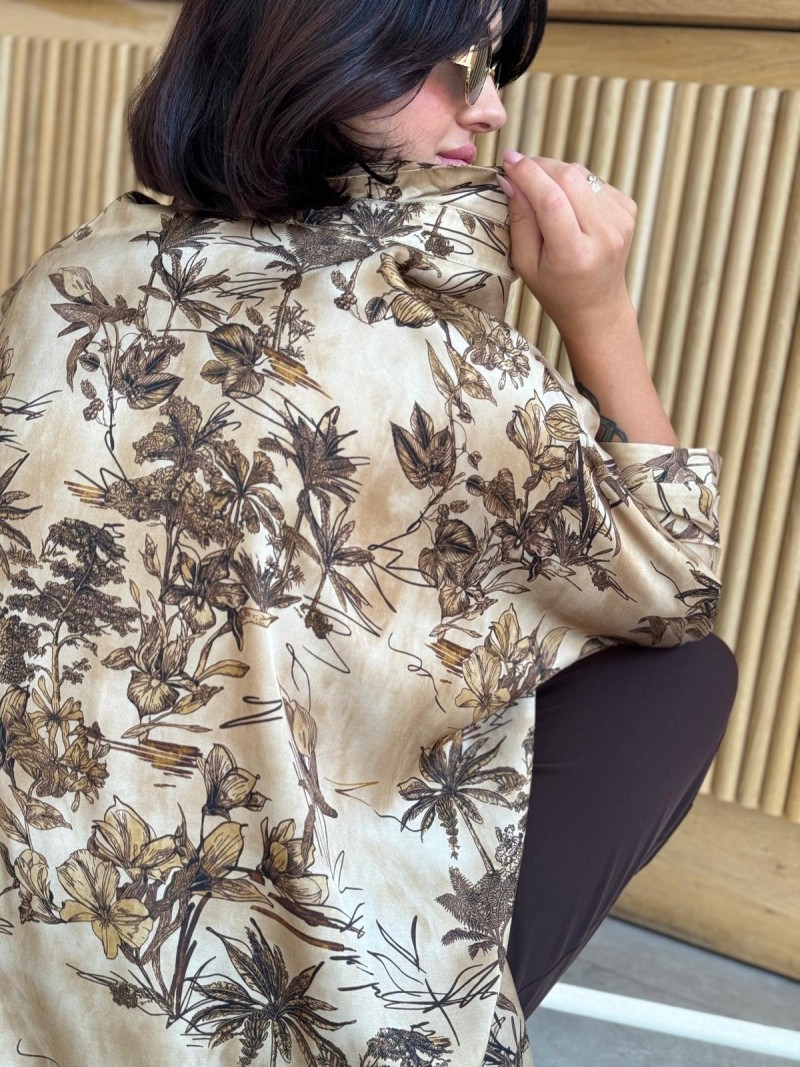 Miniatura produktu Wzorzysta Wiskozowa Koszula w odcieniu beżowym i wzorem pejzaży Ella Design