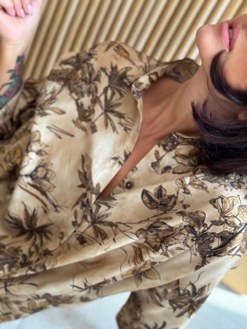 Miniatura produktu Wzorzysta Wiskozowa Koszula w odcieniu beżowym i wzorem pejzaży Ella Design