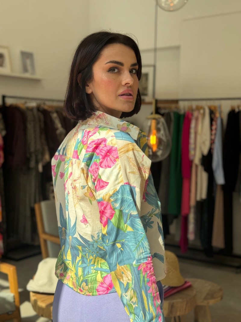 Miniatura produktu Bawełniana Koszula z kołnierzykiem i wzorem egzotycznych kwiatów Marcello Tropico