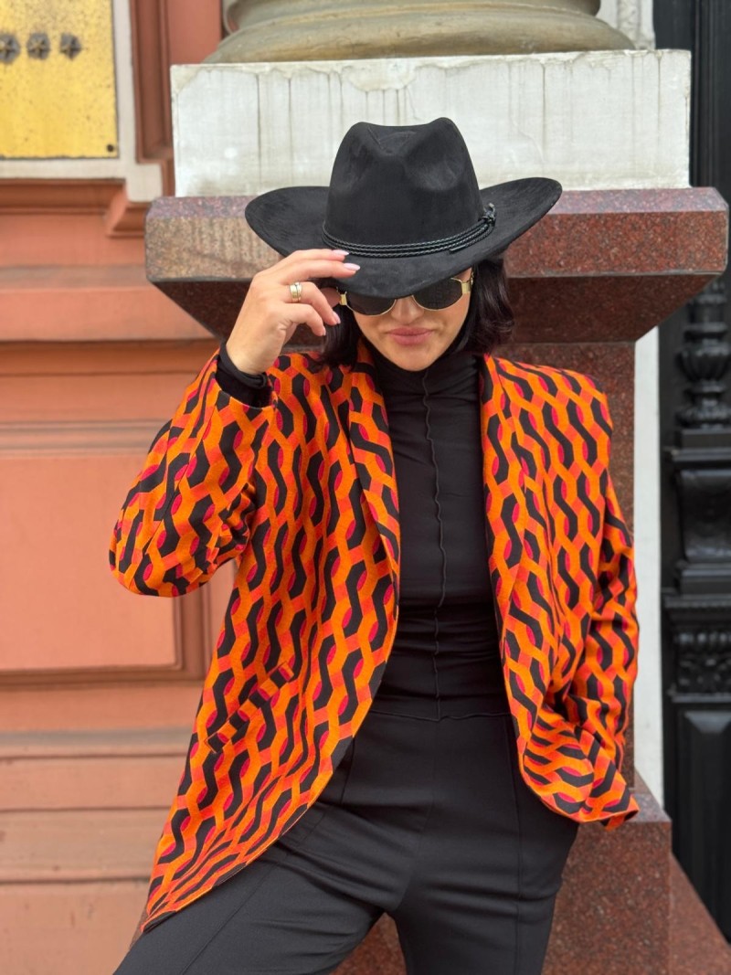 Miniatura produktu Wzorzysty Żakiet w pomarańczowym kolorze Mistero