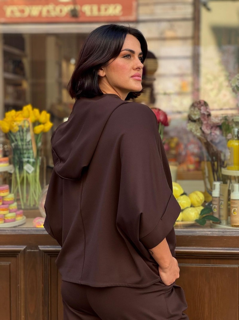 Miniatura produktu Brązowa Bluza asymetryczna z kapturem Flow Brown