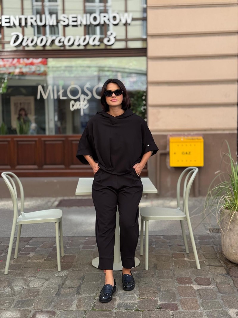 Miniatura produktu Czarna Bluza asymetryczna z kapturem Flow Black