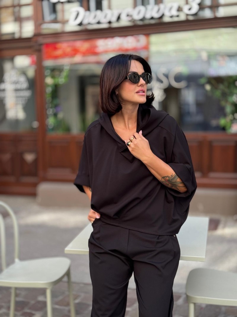 Miniatura produktu Czarna Bluza asymetryczna z kapturem Flow Black