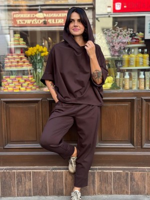 Brązowe Spodnie damskie z wysokim stanem i węższymi nogawkami George Brown