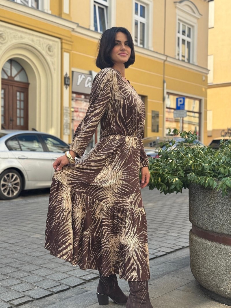 Miniatura produktu Wiskozowa Sukienka Maxi z falbanami i długim rękawem Explosion