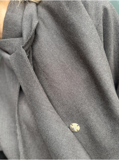 Brązowy wełniany płaszcz ze stójką z wiązaniem Boxy&Wool