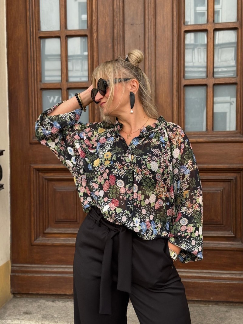 Miniatura produktu Luźna kwiatowa Koszula ze stójką i bufiastymi rękawami Sally Flowers